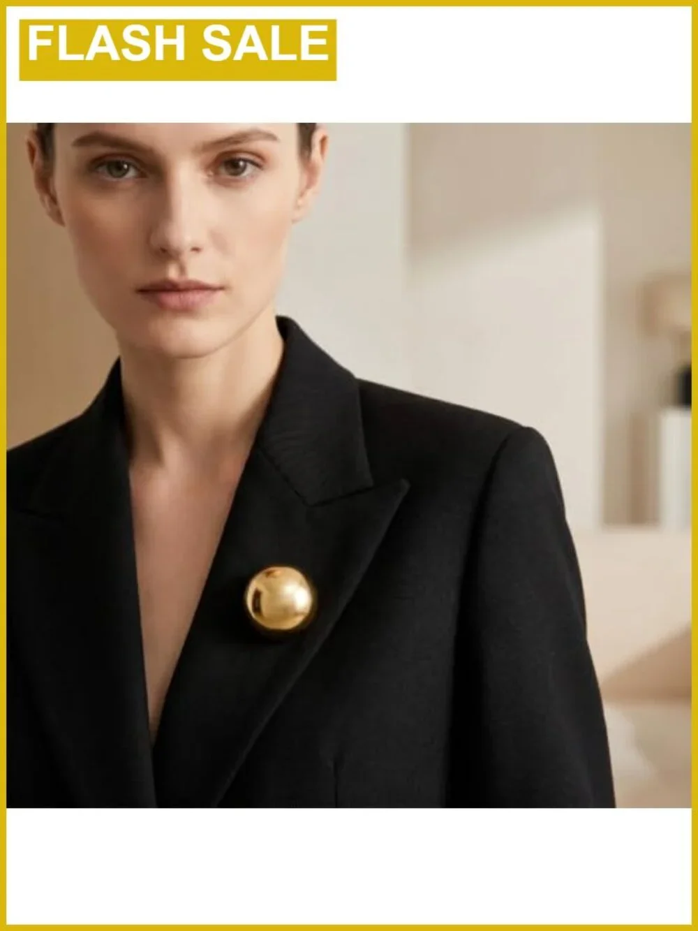 Vintage Geometric Gold Brooch Set - 2 PCS, Zinc Alloy, Lapel Pins